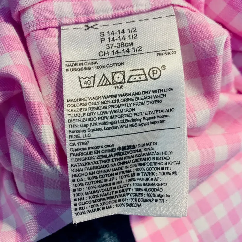Banana Republic oxford shirt Camden Fit button front pink white gingham small